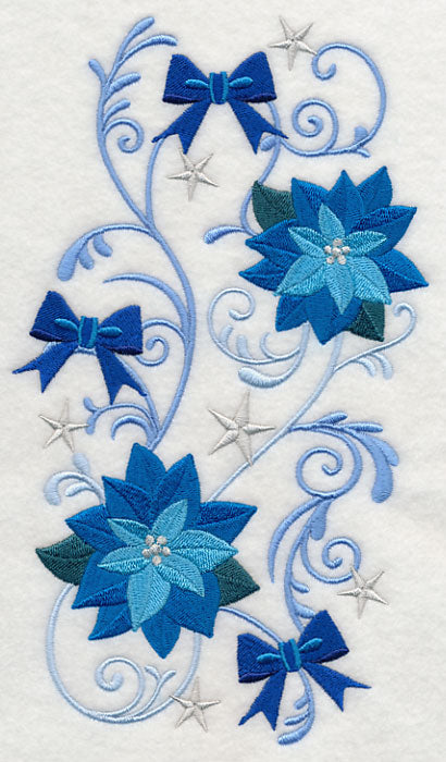Blue Poinsettias and Bows