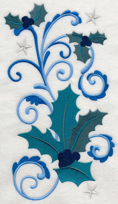 Blue Christmas Holly – Embroidery Library