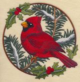 Cardinal in Christmas Blooms - Male
