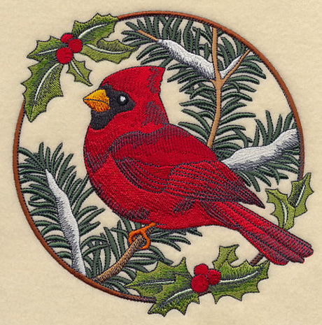 Cardinal in Christmas Blooms - Male