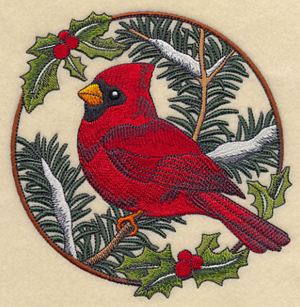 Cardinal in Christmas Blooms - Male