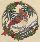 Cardinal in Christmas Blooms - Female