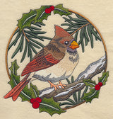 Cardinal in Christmas Blooms - Female