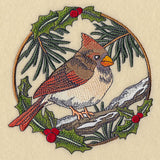 Cardinal in Christmas Blooms - Female