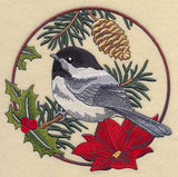 Chickadee in Christmas Blooms