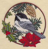 Chickadee in Christmas Blooms