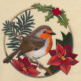 European Robin in Christmas Blooms