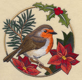 European Robin in Christmas Blooms