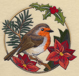 European Robin in Christmas Blooms