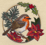 European Robin in Christmas Blooms