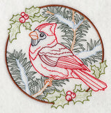 Cardinal in Christmas Blooms - Male (Vintage)