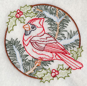 Cardinal in Christmas Blooms - Male (Vintage)