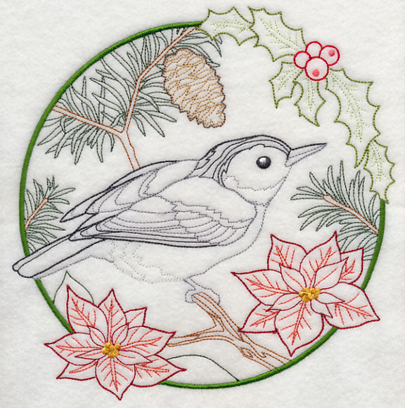 Nuthatch in Christmas Blooms (Vintage)
