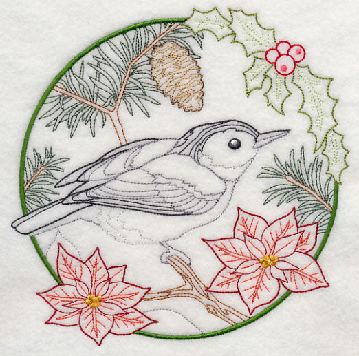 Nuthatch in Christmas Blooms (Vintage)