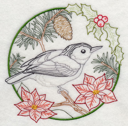 Nuthatch in Christmas Blooms (Vintage)