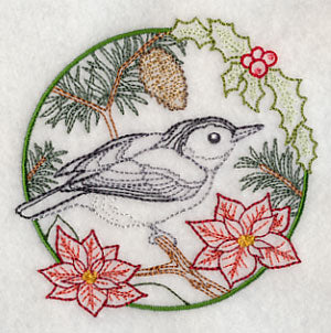 Nuthatch in Christmas Blooms (Vintage)