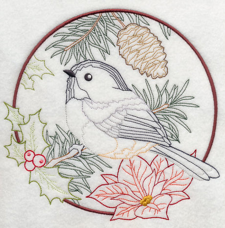 Chickadee in Christmas Blooms (Vintage)
