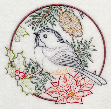 Chickadee in Christmas Blooms (Vintage)