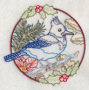 Steller's Jay in Christmas Blooms (Vintage)