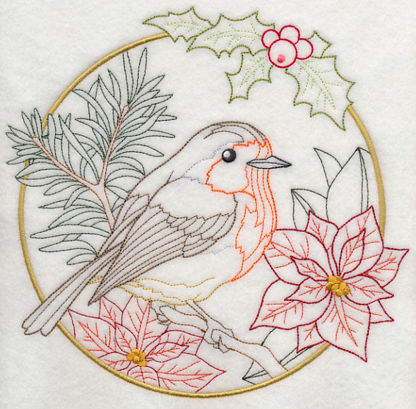 European Robin in Christmas Blooms (Vintage)