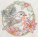 European Robin in Christmas Blooms (Vintage)