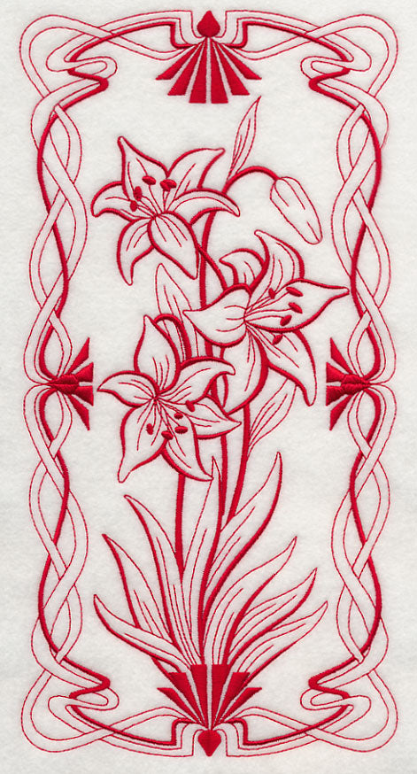 Art Nouveau Scarlet Lily (Redwork)