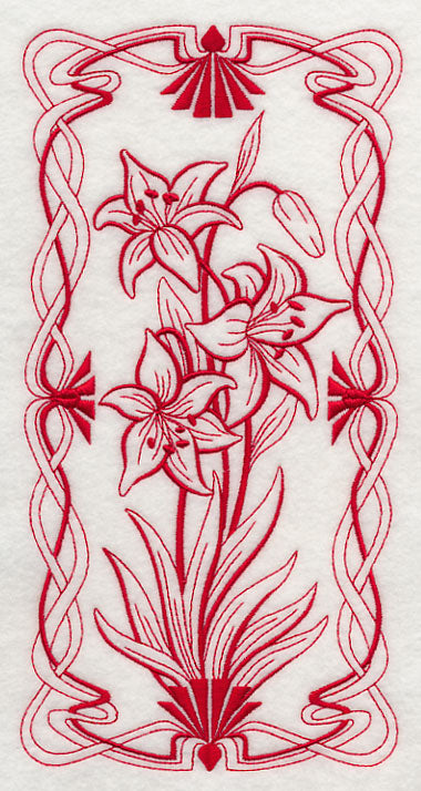 Art Nouveau Scarlet Lily (Redwork)