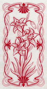 Art Nouveau Scarlet Lily (Redwork)