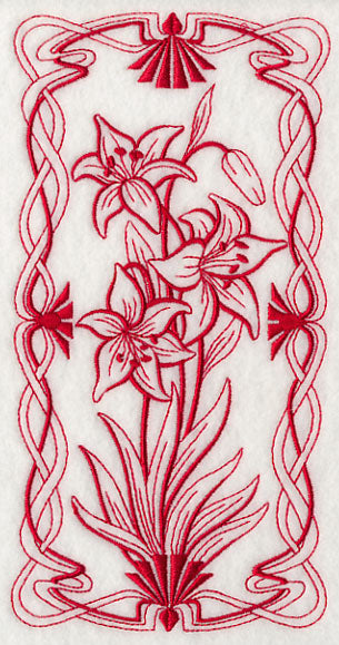 Art Nouveau Scarlet Lily (Redwork)