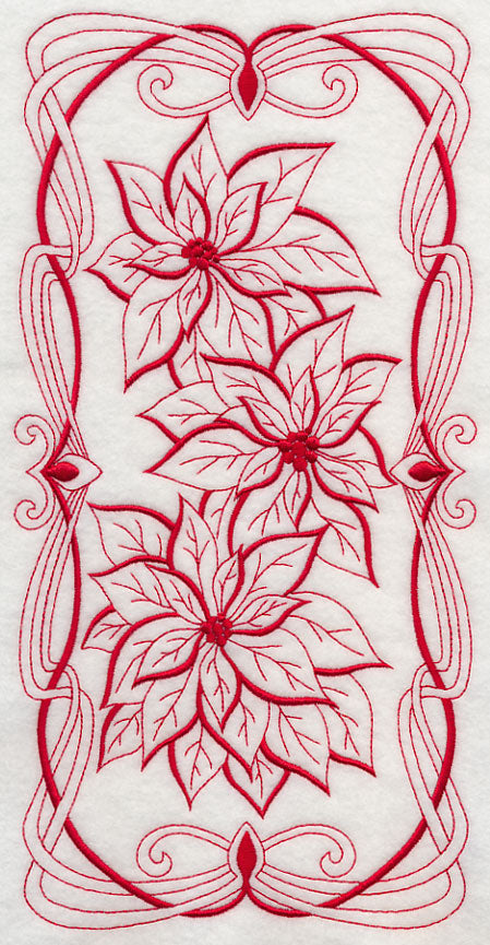 Art Nouveau Poinsettias (Redwork)