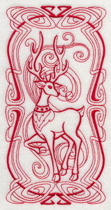 Art Nouveau Reindeer (Redwork)
