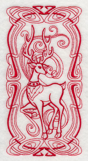 Art Nouveau Reindeer (Redwork)