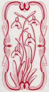 Art Nouveau Snowdrops (Redwork)