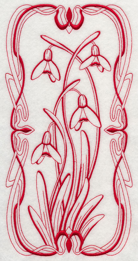 Art Nouveau Snowdrops (Redwork)