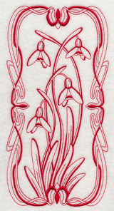 Art Nouveau Snowdrops (Redwork)