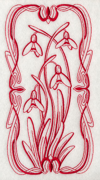 Art Nouveau Snowdrops (Redwork)