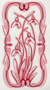 Art Nouveau Snowdrops (Redwork)