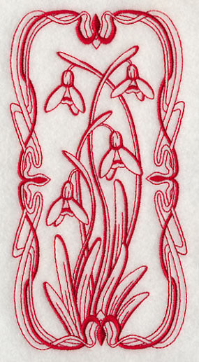 Art Nouveau Snowdrops (Redwork)