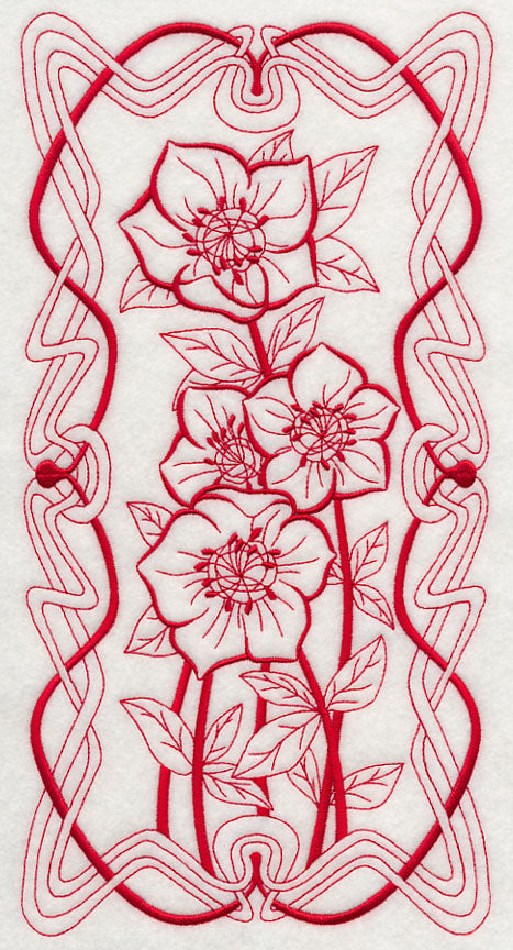 Art Nouveau Lenten Rose (Redwork)