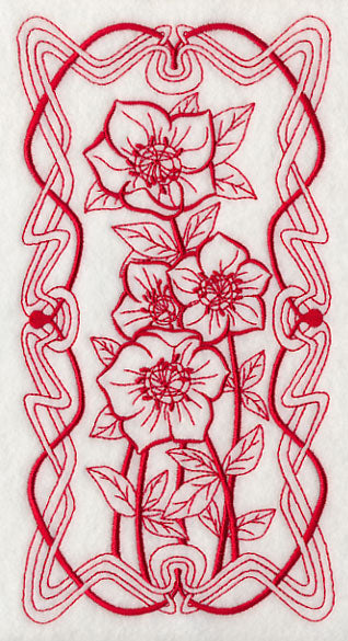 Art Nouveau Lenten Rose (Redwork)