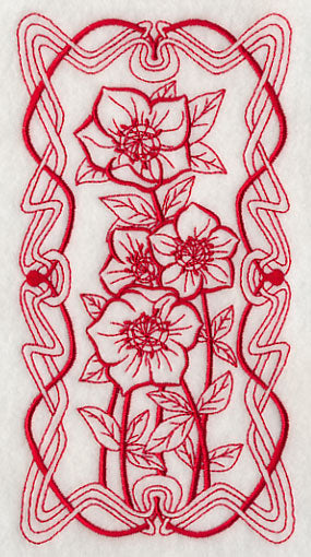 Art Nouveau Lenten Rose (Redwork)