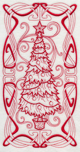 Art Nouveau Christmas Tree (Redwork)