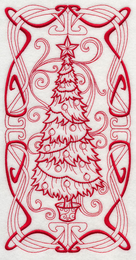 Art Nouveau Christmas Tree (Redwork)