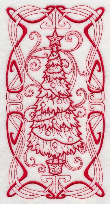 Art Nouveau Christmas Tree (Redwork)