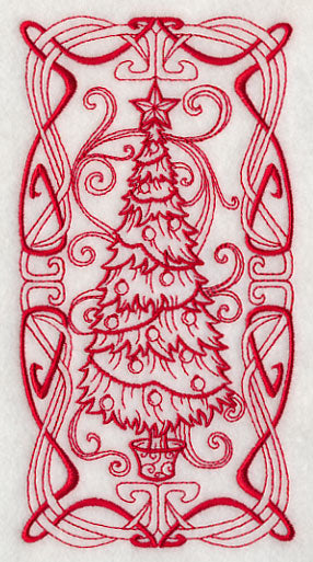 Art Nouveau Christmas Tree (Redwork)