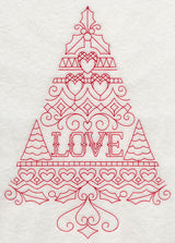 Love Christmas Tree (Redwork)