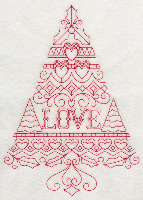 Love Christmas Tree (Redwork)