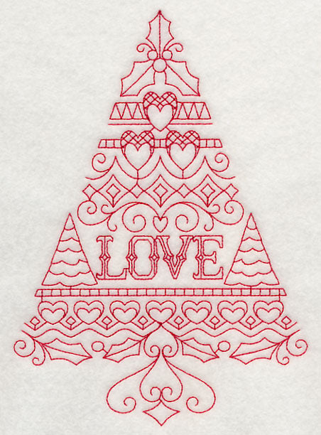 Love Christmas Tree (Redwork)