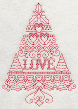Love Christmas Tree (Redwork)