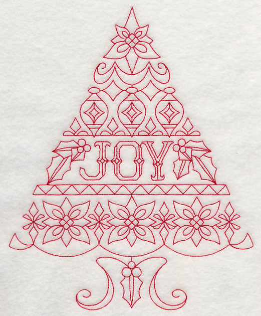Joy Christmas Tree (Redwork)